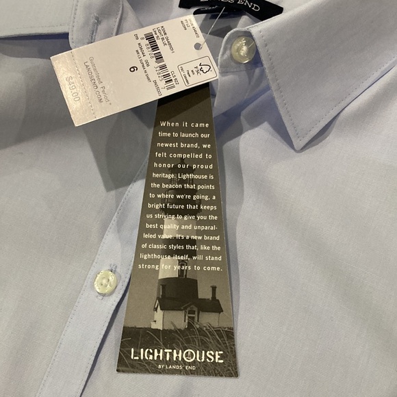 Lands’ End No Iron Supima Cotton Long Sleeve Light Blue Professional Shirt - Picture 9 of 13